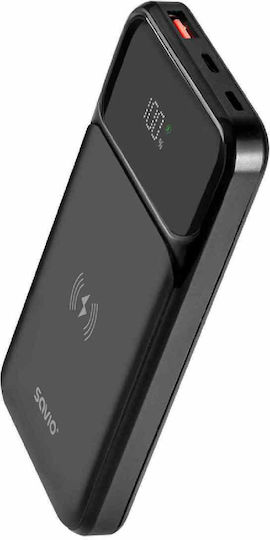 Savio BA-09 Power Bank 10000mAh with USB-A Port and 2 USB-C Ports Black view 3