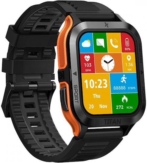 MaxCom FW67 Titan Pro Smartwatch with Heart Rate Monitor (Black / Orange) view 2