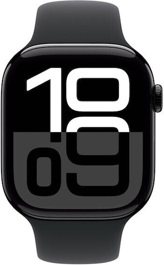 Apple Watch Series 10 Aluminium 46mm Waterproof with Heart Rate Monitor (Jet Black with Black Sport Band (S/M)) view 2