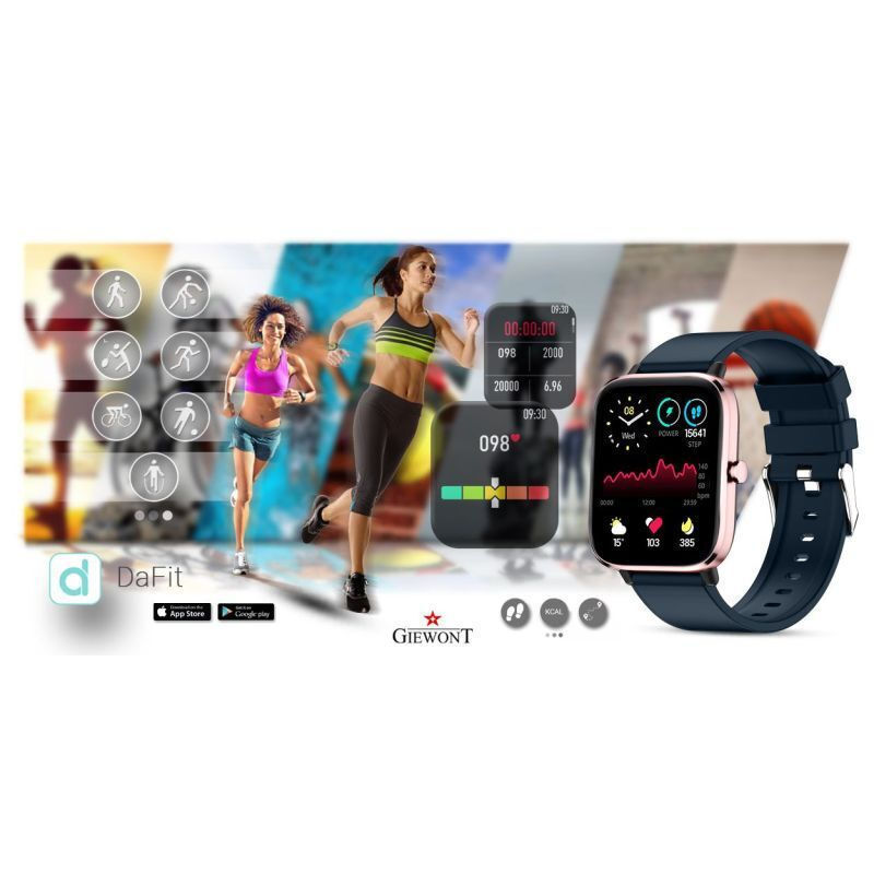 Giewont Smartwatch with Heart Rate Monitor (Pink and Navy Blue) view 2