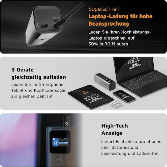 Xtorm Nova Ultra Power Bank 27600mAh 140W with USB-A Port and 2 USB-C Ports Power Delivery / Quick Charge 3.0 Gray view 9