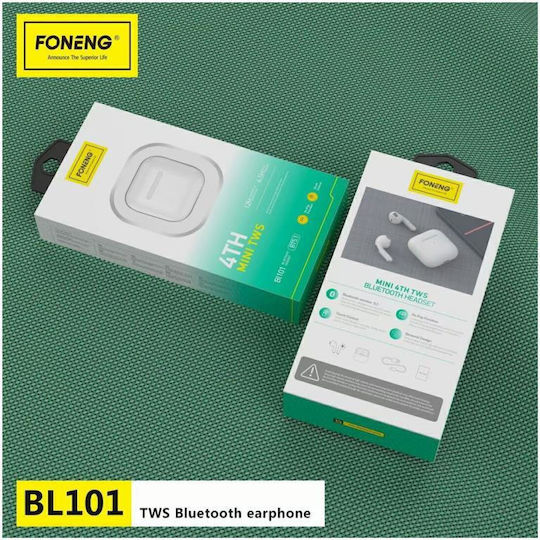 Foneng BL101 Earbud Bluetooth Handsfree Earphones with Charging Case White view 6