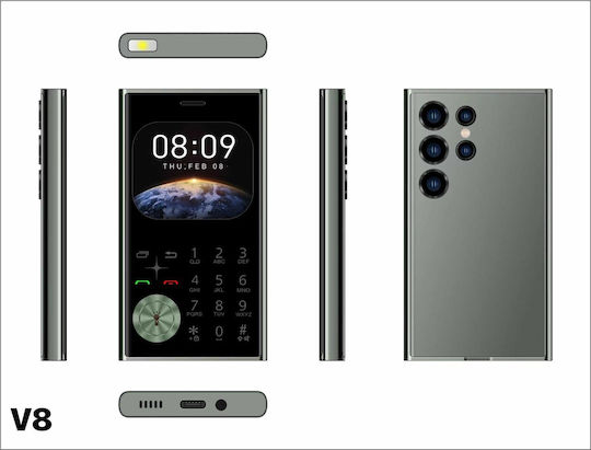 V8 Dual SIM Mobile with Large Buttons (English Menu) Gray view 2