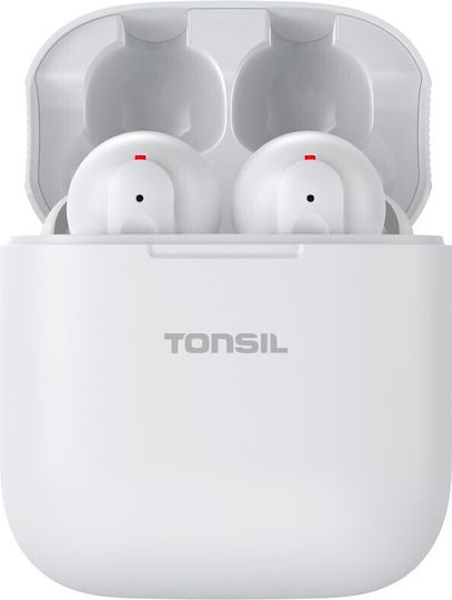 Tonsil T55BT Earbud Bluetooth Handsfree Earphones with Sweat Resistance and Charging Case White view 2