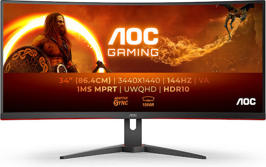 AOC CU34G2XE Ultrawide VA HDR Curved Gaming Monitor 34" QHD 3440x1440 144Hz with Response Time 4ms GTG view 6