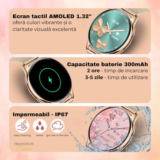 Ceas Y11 42mm Smartwatch with Heart Rate Monitor (Gold) view 6