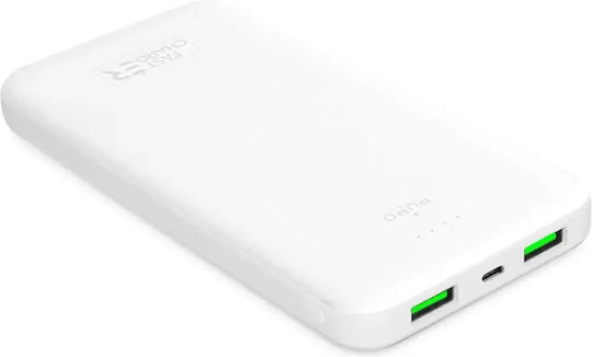 Puro Power Bank 10000mAh 12W with 2 USB-A Ports and USB-C Port White