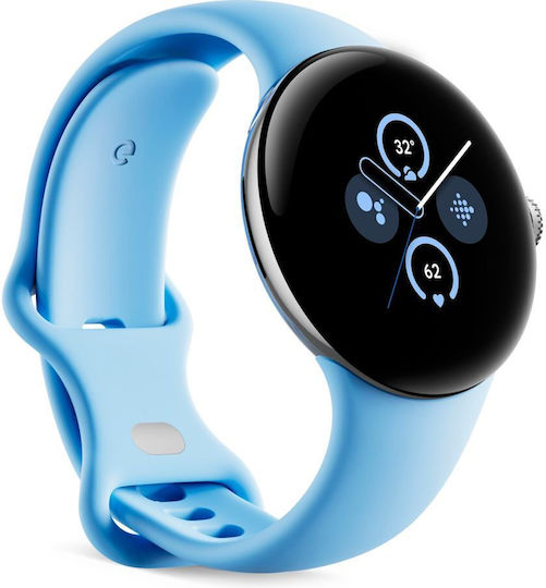 Google Pixel Watch 2 Aluminium with Heart Rate Monitor (Polished Silver Aluminium Case/Bay Active Band) vue 3