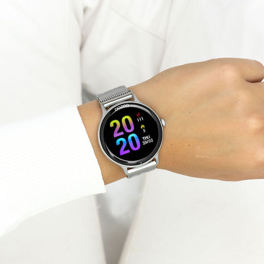 Oozoo Q00135 45mm Smartwatch with Heart Rate Monitor (Silver) view 3