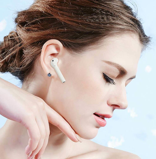 I8S Earbud Bluetooth Handsfree Earphones with Charging Case White view 3