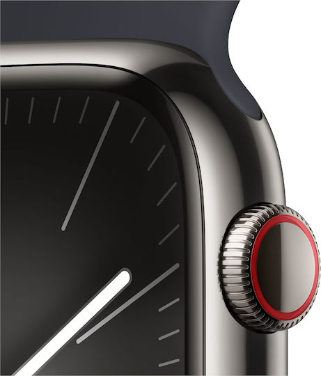 Apple Watch Series 9 Cellular Stainless Steel 45mm Waterproof with eSIM and Heart Rate Monitor (Gold with Clay Sport Band (S/M)) view 5