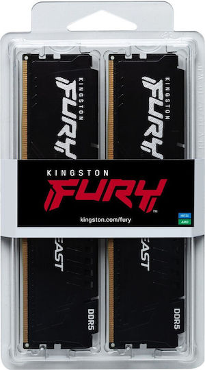 Kingston Fury Beast DDR5 32GB RAM with 2x16GB Modules and Speed 5600 for Desktop KF556C40BBK2-32 view 6