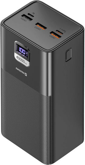 Swissten Power Bank 40000mAh 100W with 3 USB-A Ports and USB-C Port Quick Charge 3.0 Black view 2