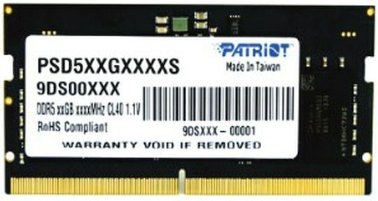 Patriot Signature DDR5 with Module 1x16GB and Speed 4800 for Laptop PSD516G480081S