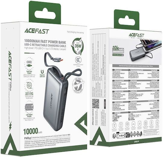 Acefast M32 Power Bank 10000mAh 35W with USB-C Power Delivery Port / Quick Charge 2.0 / Quick Charge 3.0 Metal Gray view 5