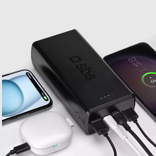 SBS Power Bank 30000mAh 20W with 2 USB-A Ports and 2 USB-C Ports Power Delivery Black vista 4