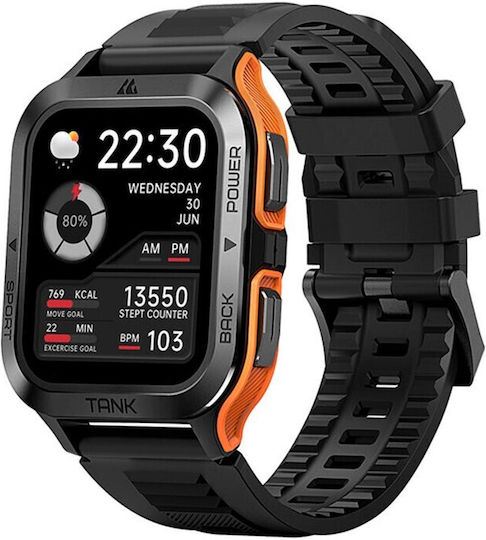 Kospet Tank M2 Aluminium Smartwatch with Heart Rate Monitor (Orange) view 7