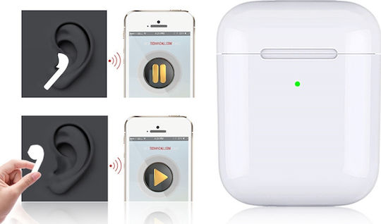 I888 Earbud Bluetooth Handsfree Earphones with Charging Case White view 2