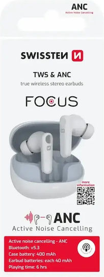 Swissten ANC Focus In-ear Bluetooth Handsfree Earphones with Charging Case White view 6