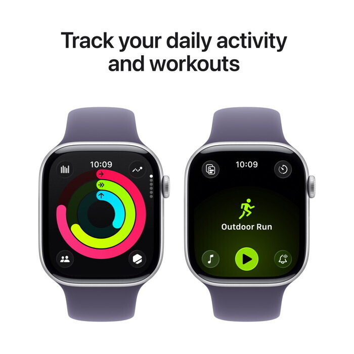 Apple Watch Series 11 Aluminium 46mm Waterproof with Heart Rate Monitor (Silver Aluminium Case with Purple Fog Sport Band - M/L) view 5