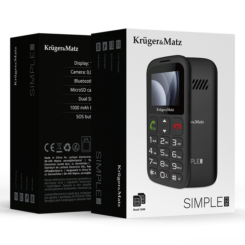 Kruger & Matz Simple 923 Dual SIM Mobile Phone with Large Buttons English Menu Black Ansicht 4