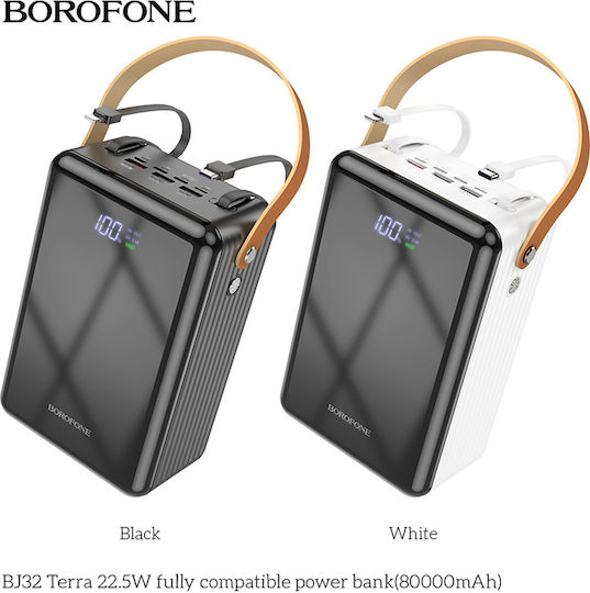 Borofone BJ32 Power Bank 80000mAh with 3 USB-A Ports Quick Charge 3.0 Black view 3