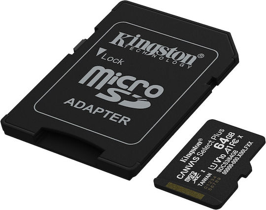 Kingston Canvas Select Plus microSDHC 64GB U1 V10 A1 UHS-I 100MB/s with Adapter