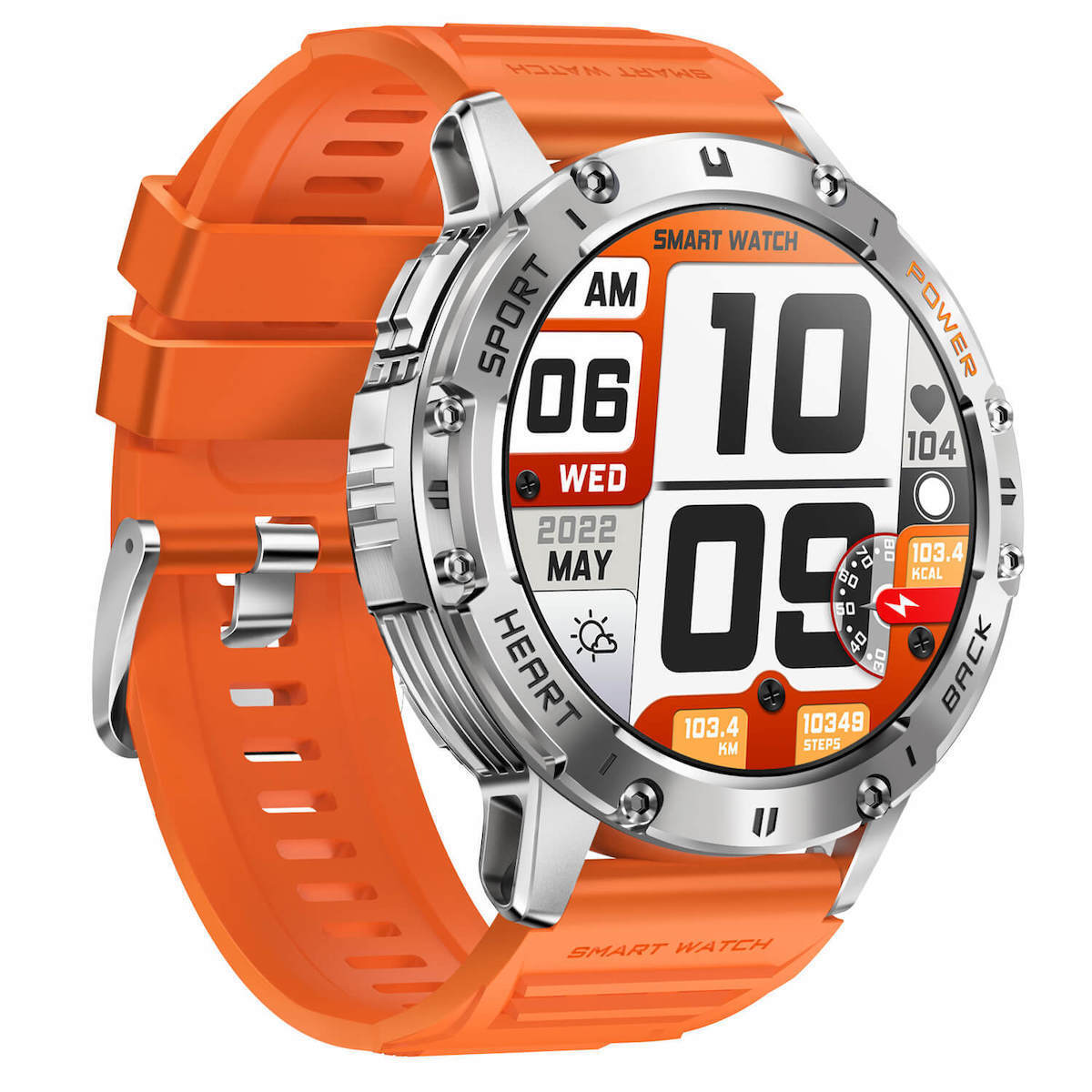Microwear K65 Smartwatch with Heart Rate Monitor (Orange Silicone) view 2