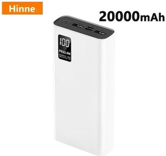 Hinne Power Bank 20000mAh with 2 USB-C Output Ports White