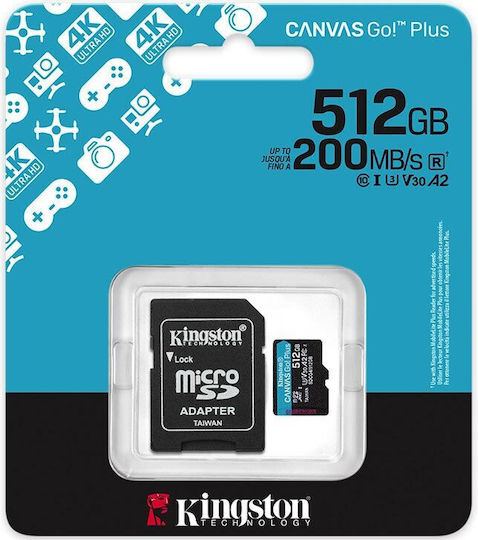 Kingston Canvas Go Plus SDXC 512GB U3 V30 A2 UHS-I 200MB/s With Adapter view 3