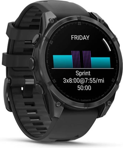Garmin Fenix 8 Stainless Steel 47mm Waterproof Smartwatch with Heart Rate Monitor (Slate Grey With Black Silicone Band) view 2
