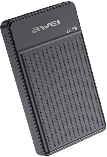 Awei P33K Power Bank 10000mAh with USB-A Port and USB-C Port Black