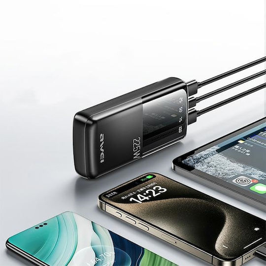 Awei P13K Power Bank 20000mAh 22.5W with 2 USB-A Ports and USB-C Port Black view 5