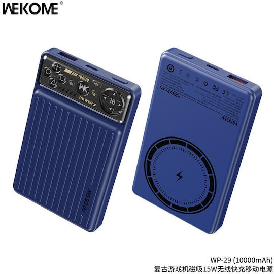 WK WP-29 Power Bank 10000mAh 15W with USB-A Port and USB-C Port Blue view 1