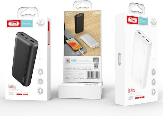 XO PR122 Power Bank 20000mAh with 2 USB-A Ports and USB-C Port Black view 3