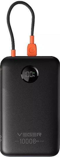 K1C Power Bank 10000mAh 22.5W with USB-A Port and USB-C Port Power Delivery / Quick Charge 3.0 Black view 1
