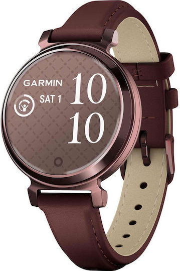 Garmin Lily 2 Classic Aluminium Waterproof Smartwatch with Heart Rate Monitor (Dark Bronze with Mulberry Leather Band) view 1