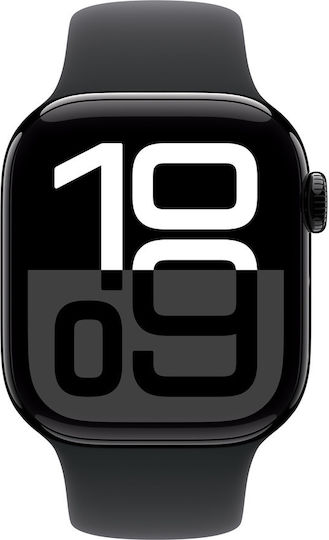 Apple Watch Series 10 Cellular Aluminium 42mm Waterproof with eSIM and Heart Rate Monitor (Jet Black Aluminium Case with Sport Band M/L) view 2