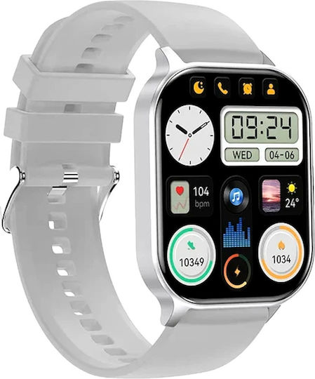 Xiawatch Smartwatch Idealstore Amoled Display Hd Bluetooth Calling Nfc Voice Assistant Health Monitoring Stock Market App Breathing Stress Test Call Rejection Multi-sport Mode Gray Silicone view 1