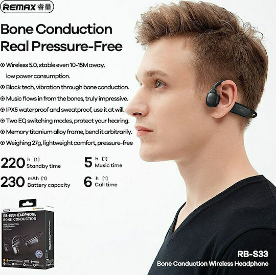 Remax RB-S33 Earbud Bluetooth Handsfree Earphones with Sweat Resistance Black view 4