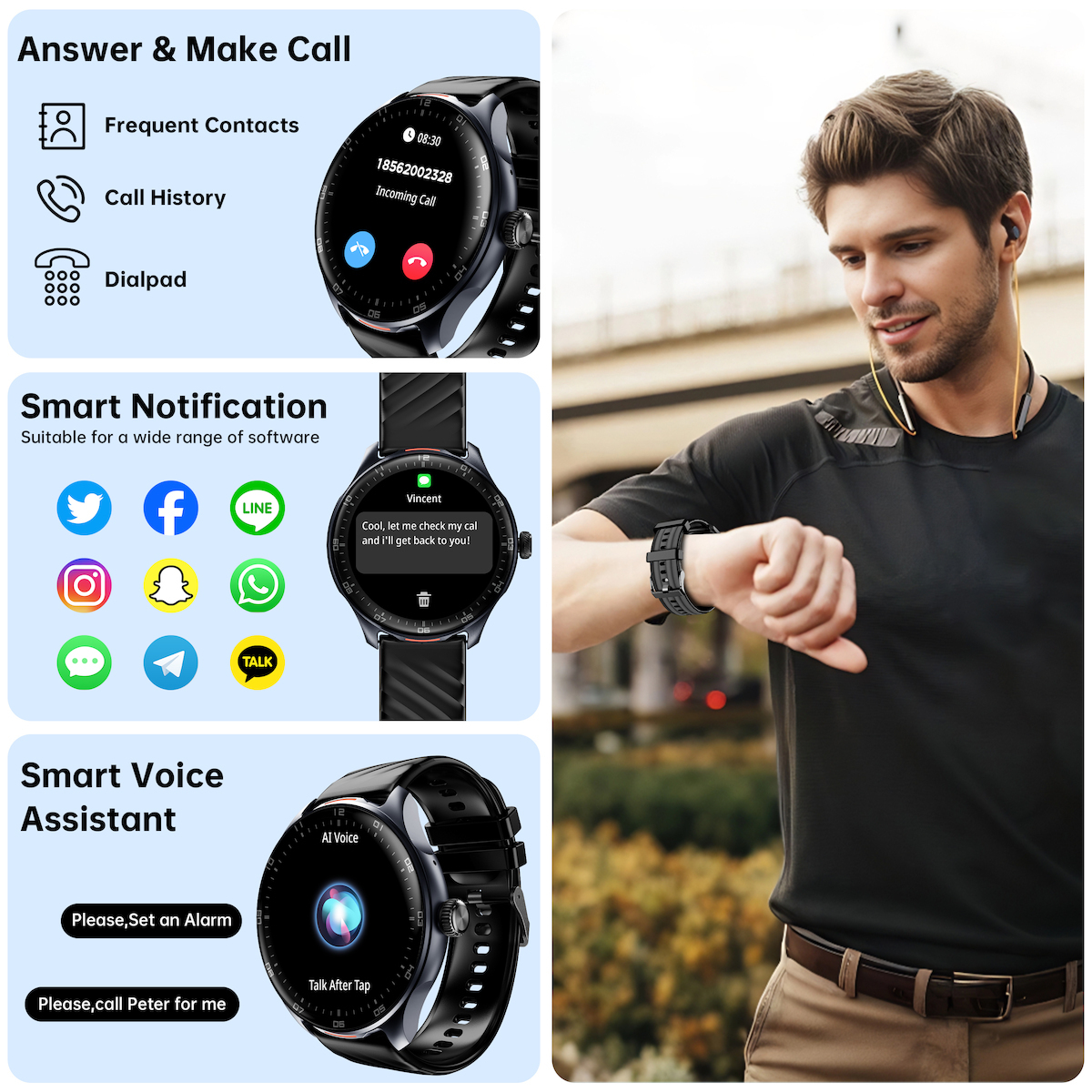 Oukitel V6 Smartwatch with Heart Rate Monitor (Black) view 7