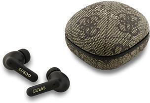 Guess 4G Script Logo In-ear Bluetooth Handsfree Earphones with Sweat Resistance and Charging Case Brown view 1