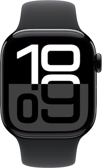 Apple Watch Series 10 Aluminium 42mm Waterproof with Heart Rate Monitor (Jet Black with Black Sport Band (M/L)) view 2