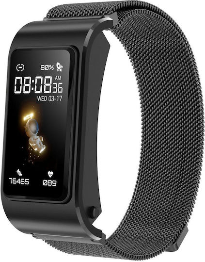 H21 1.14-inch Steel Band Earphone Detachable Smart Watch Support Temperature Measurement Bluetooth Call Voice Control Black view 2