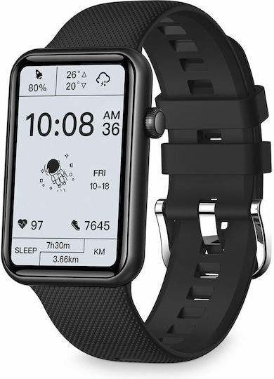 Ksix Tube Aluminium 46mm Smartwatch with Heart Rate Monitor (Black)