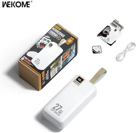 WK WP-96 Power Bank 30000mAh 27W with 2 USB-A Ports and USB-C Port White view 2