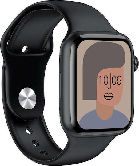 AK76 44mm Smartwatch with Heart Rate Monitor (Black) view 1