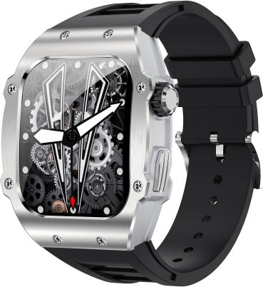 Ak55 1.91 Inch Ip67 Waterproof Color Screen Smart Watch Support Heart Rate Blood Pressure Blood Oxygen Monitoring Silver