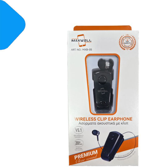Maxwell MXΒ-05 In-ear Bluetooth Handsfree Earphone Lapel Black view 1