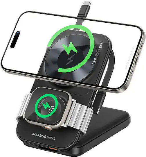 AmazingThing Thunder Pro - 6-in-1 MagSafe Power Bank 8000mAh 15W Power Delivery Black view 1